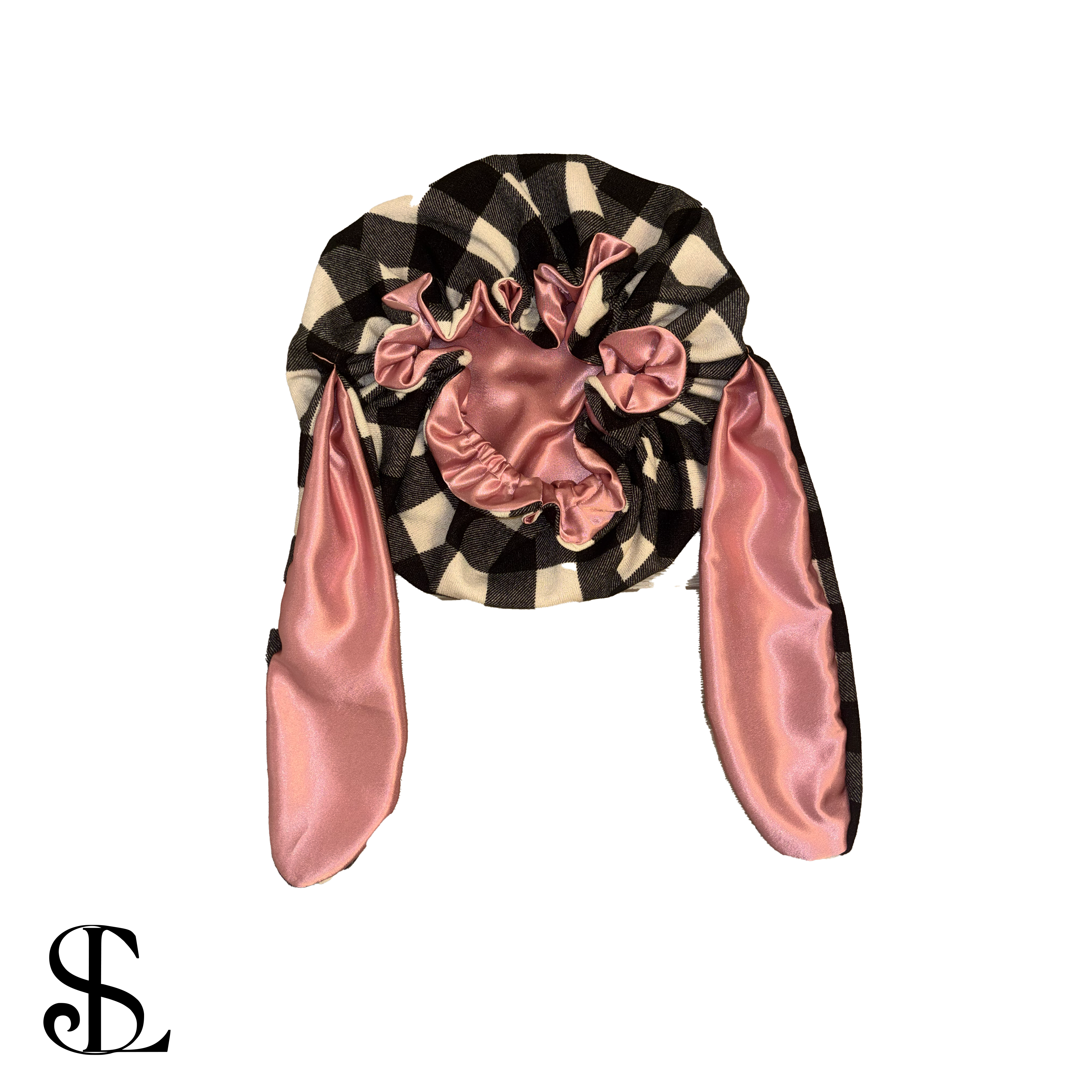 Pink and plaid bunny bonnet